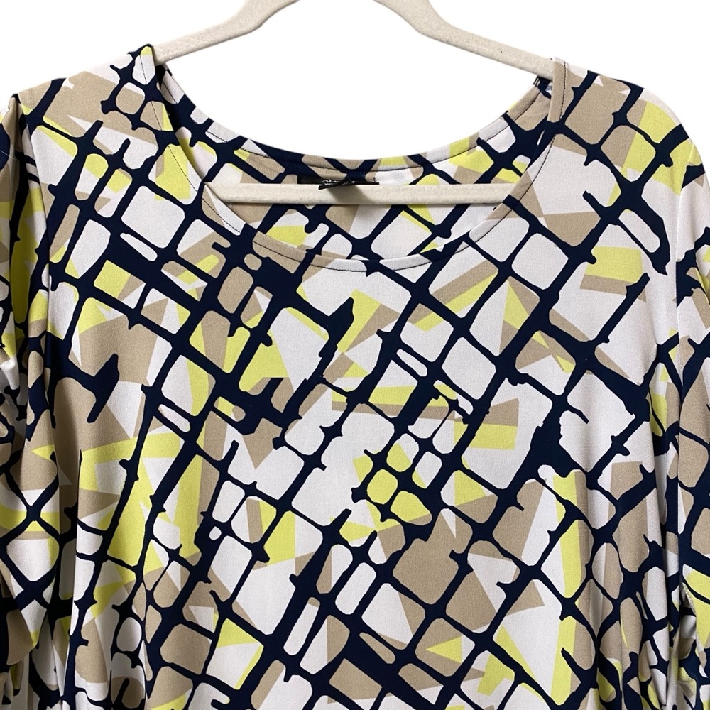 Alfani abstract wearable art funky Print blouse ruched blouse top stretch size L - Picture 3 of 13